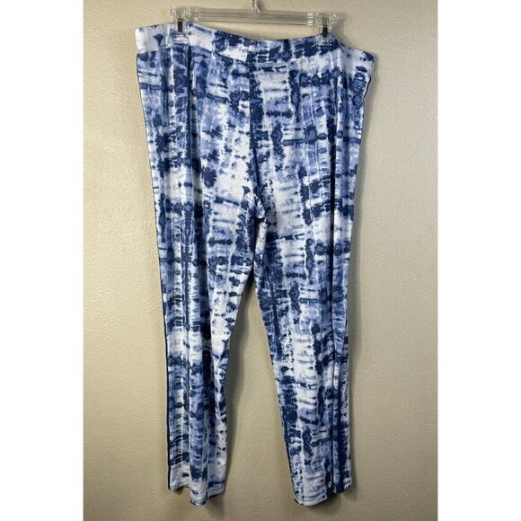 Lucky Brand Pants Women Large XXL Blue White Tie Dye Lightweight Soft Sleepwear - Picture 2 of 7